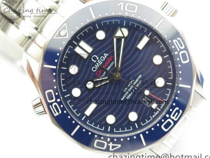 0725 2018 Seamaster Diver 300M OMF Best Edition Blue Ceramic Blue Dial on SS Bracelet A8800 (Black Balance Wheel) ZeroBulk 7957